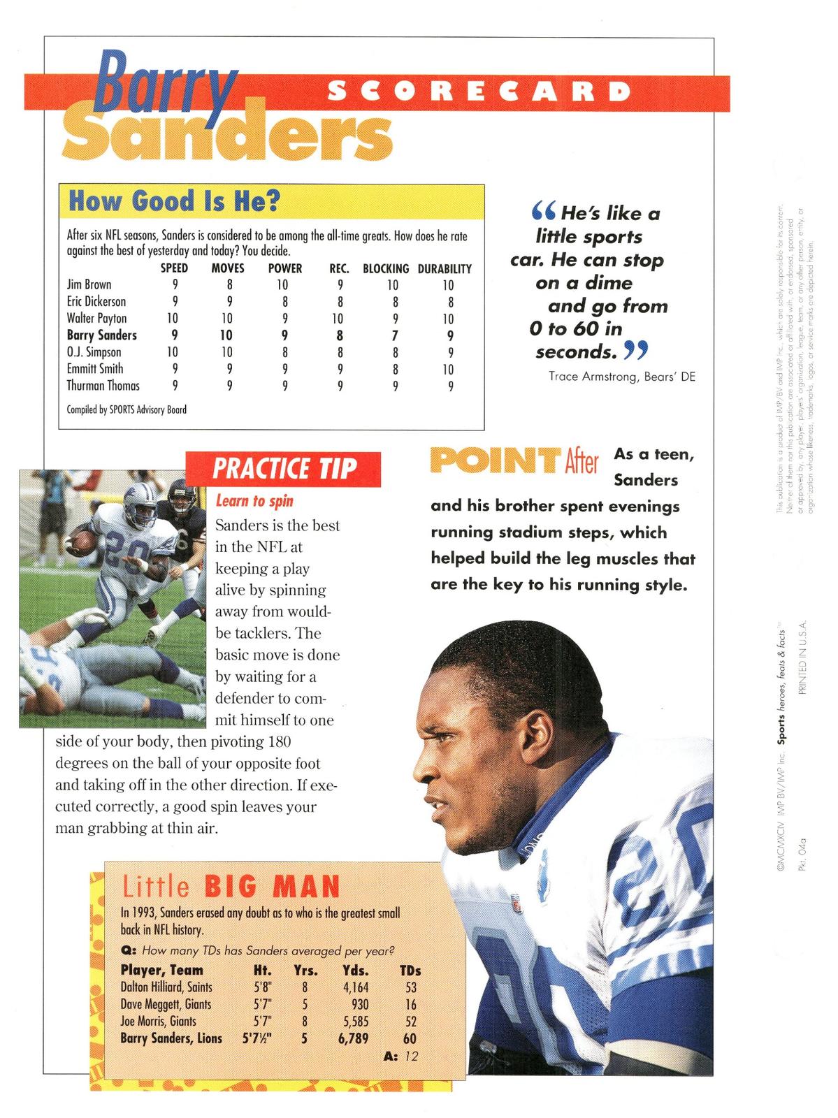 1996 Sports Heroes, Feats & Facts # Barry Sanders