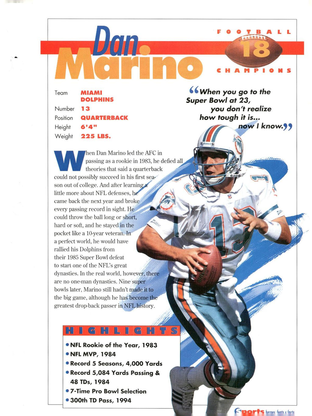 1996 Sports Heroes, Feats & Facts # Dan Marino
