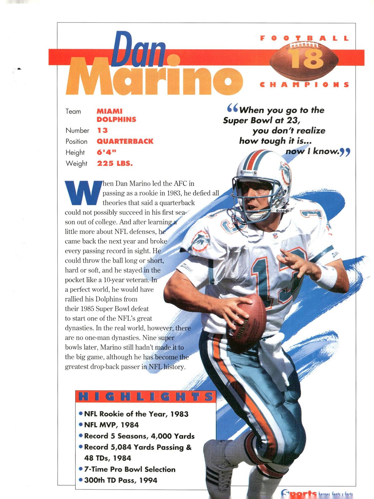 1996 Sports Heroes, Feats & Facts # Dan Marino