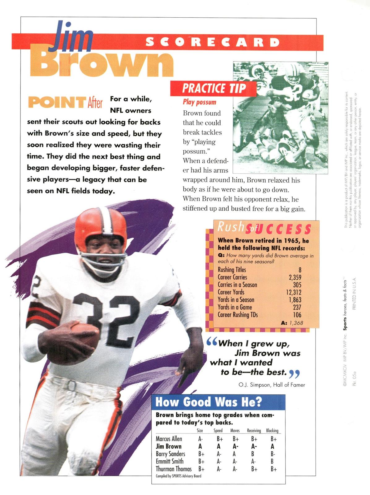 1996 Sports Heroes, Feats & Facts # Jim Brown