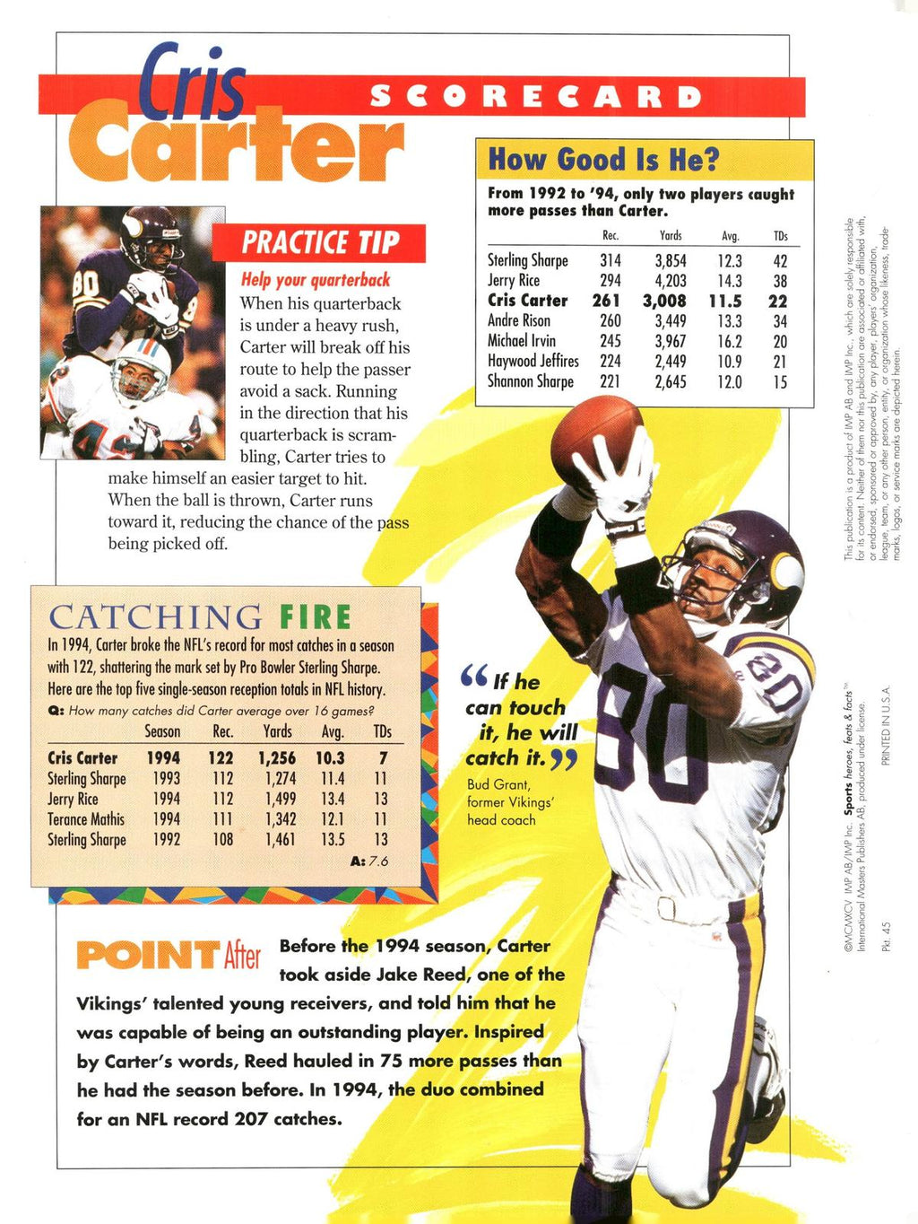 1996 Sports Heroes, Feats & Facts # Cris Carter