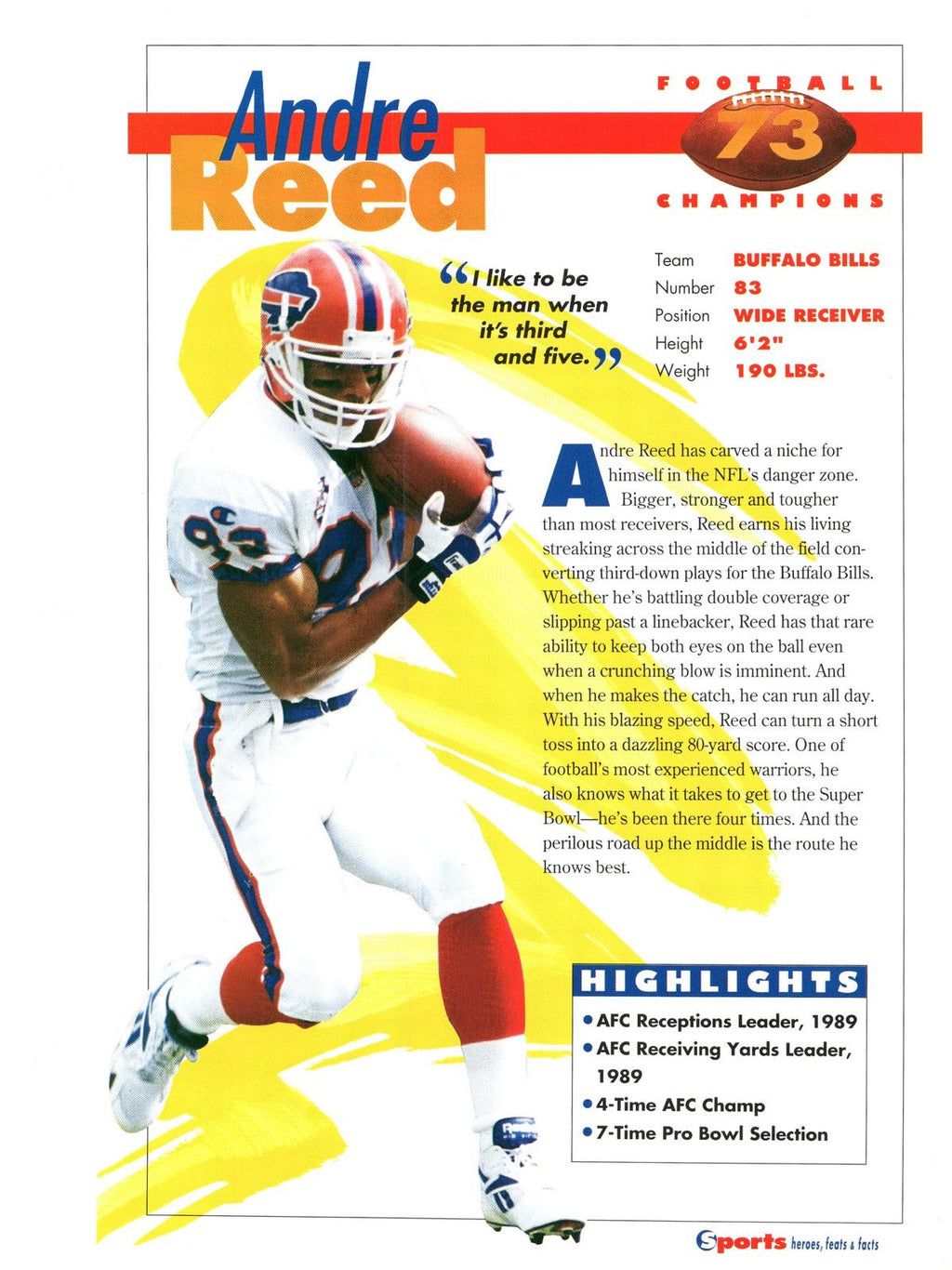 1996 Sports Heroes, Feats & Facts # Andre Reed