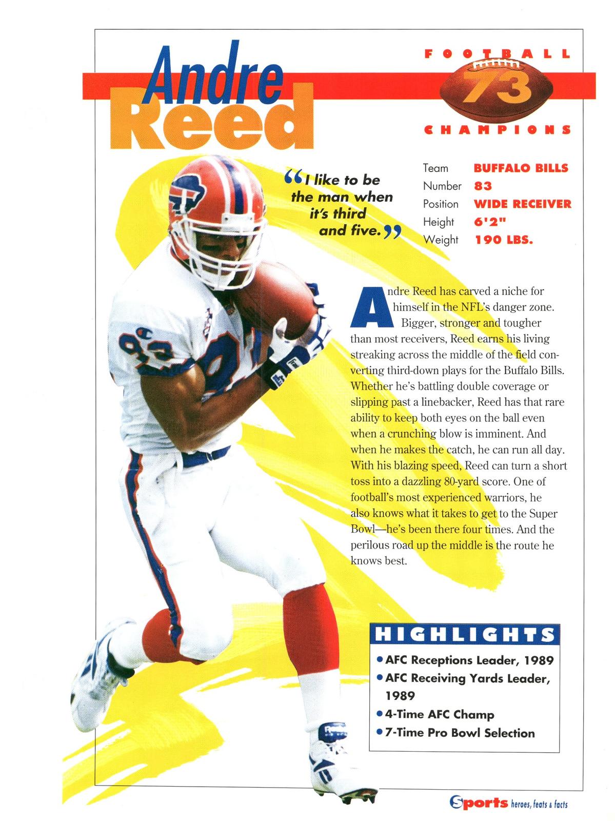 1996 Sports Heroes, Feats & Facts # Andre Reed