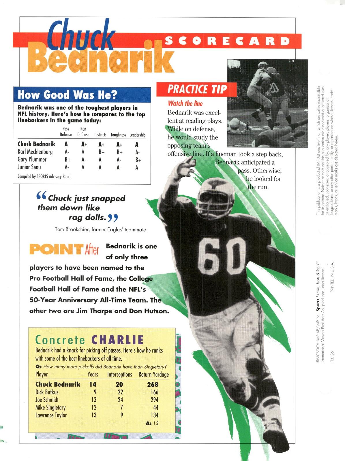 1996 Sports Heroes, Feats & Facts # Chuck Bednarik