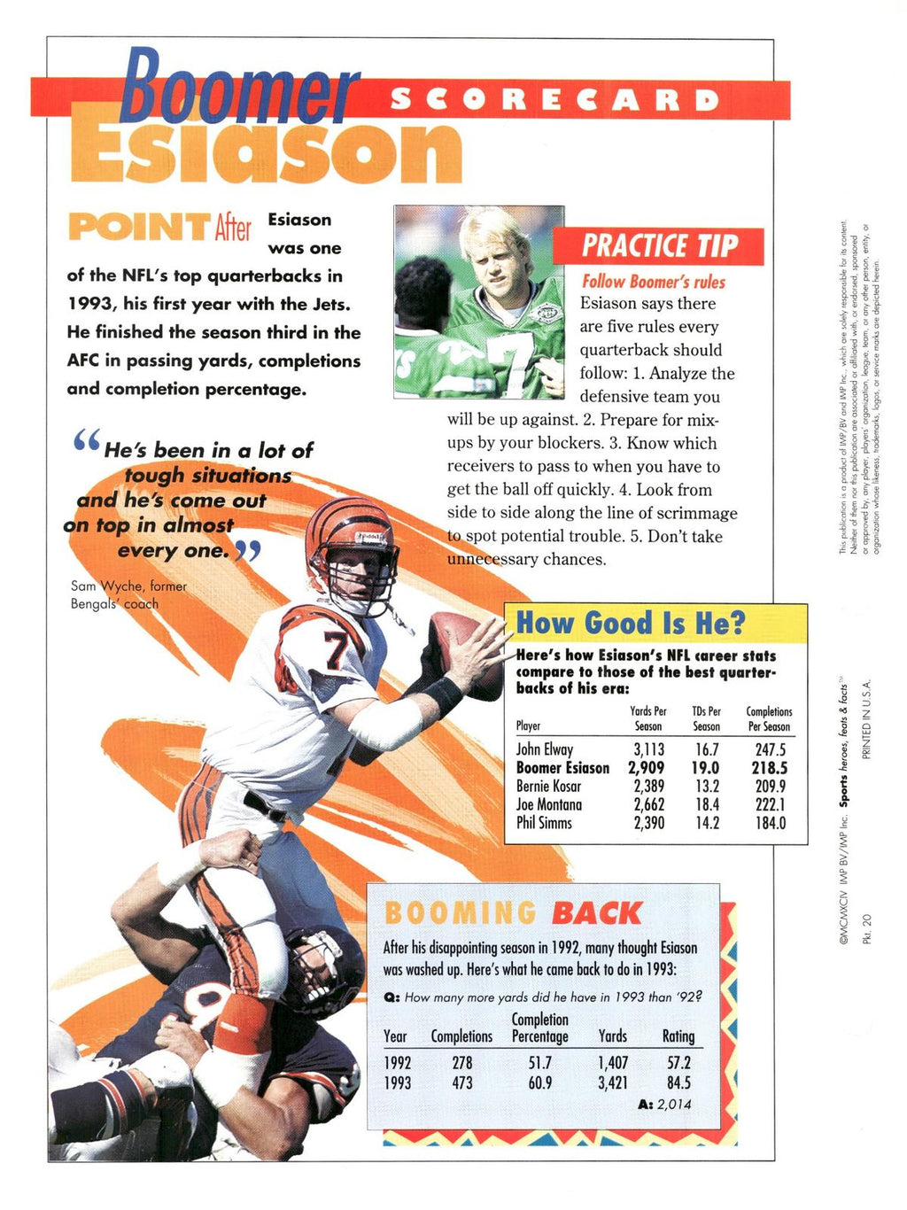 1996 Sports Heroes, Feats & Facts # Boomer Esiason