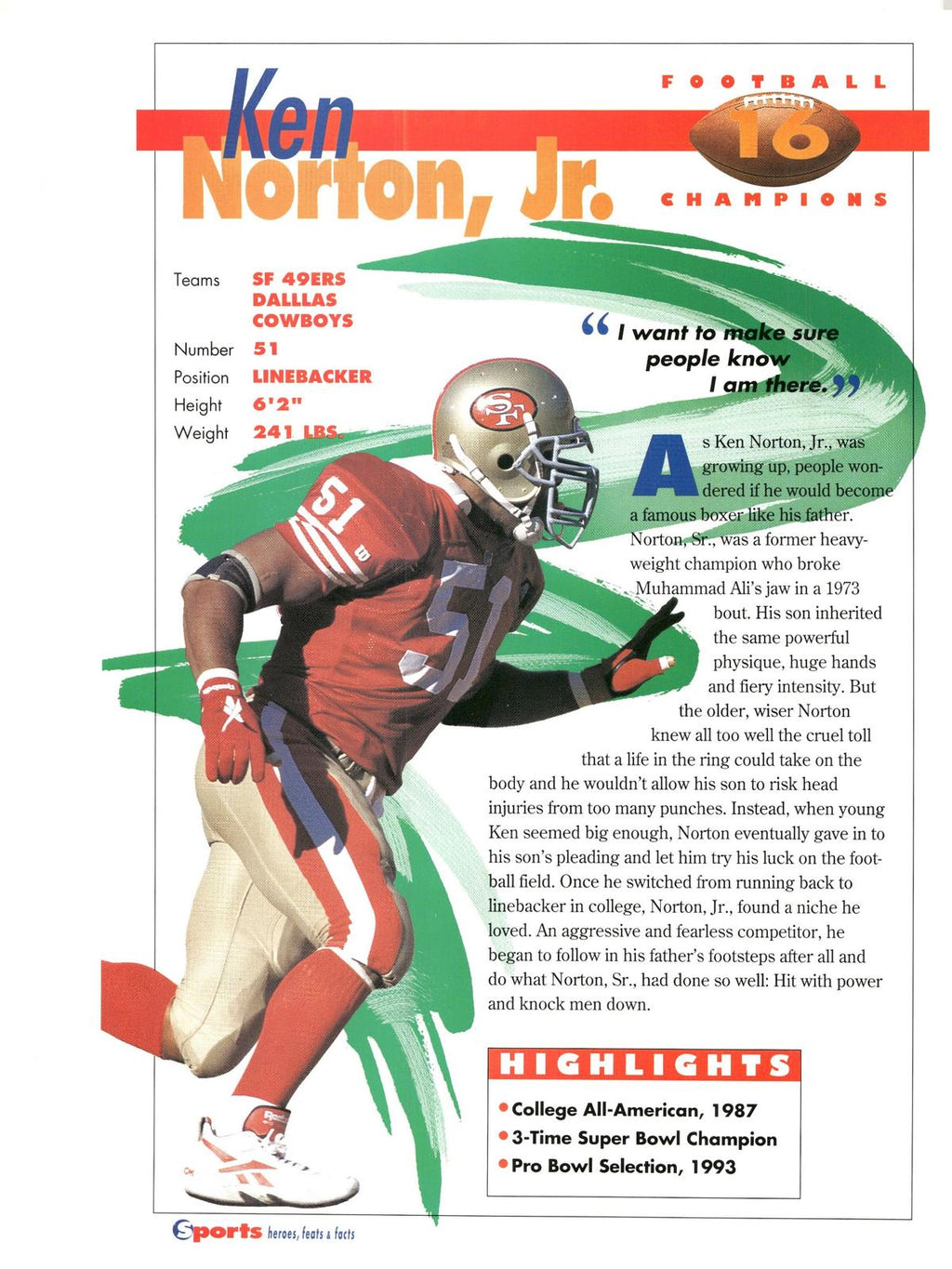 1996 Sports Heroes, Feats & Facts # Ken Norton Jr