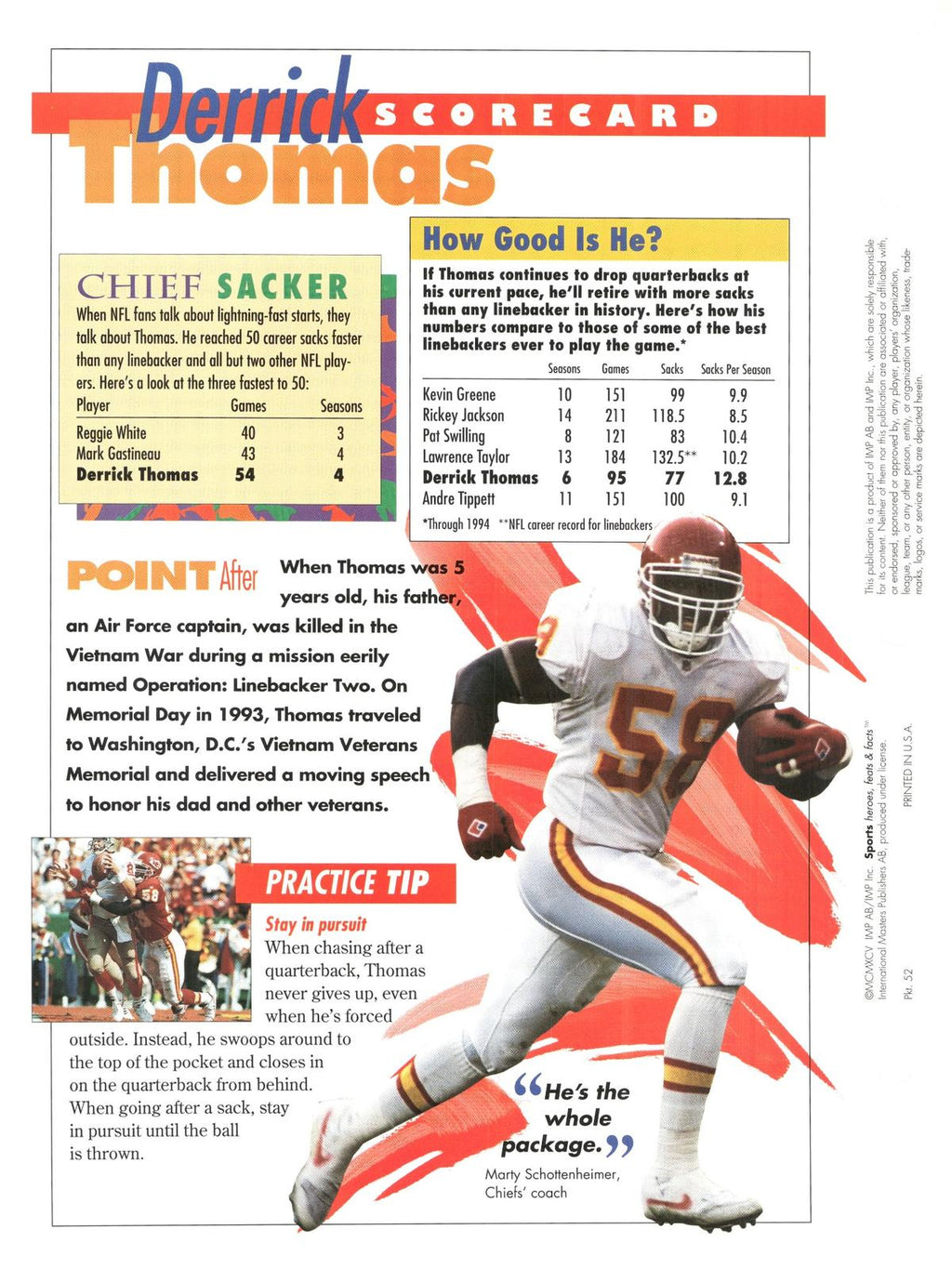 1996 Sports Heroes, Feats & Facts # Derrick Thomas