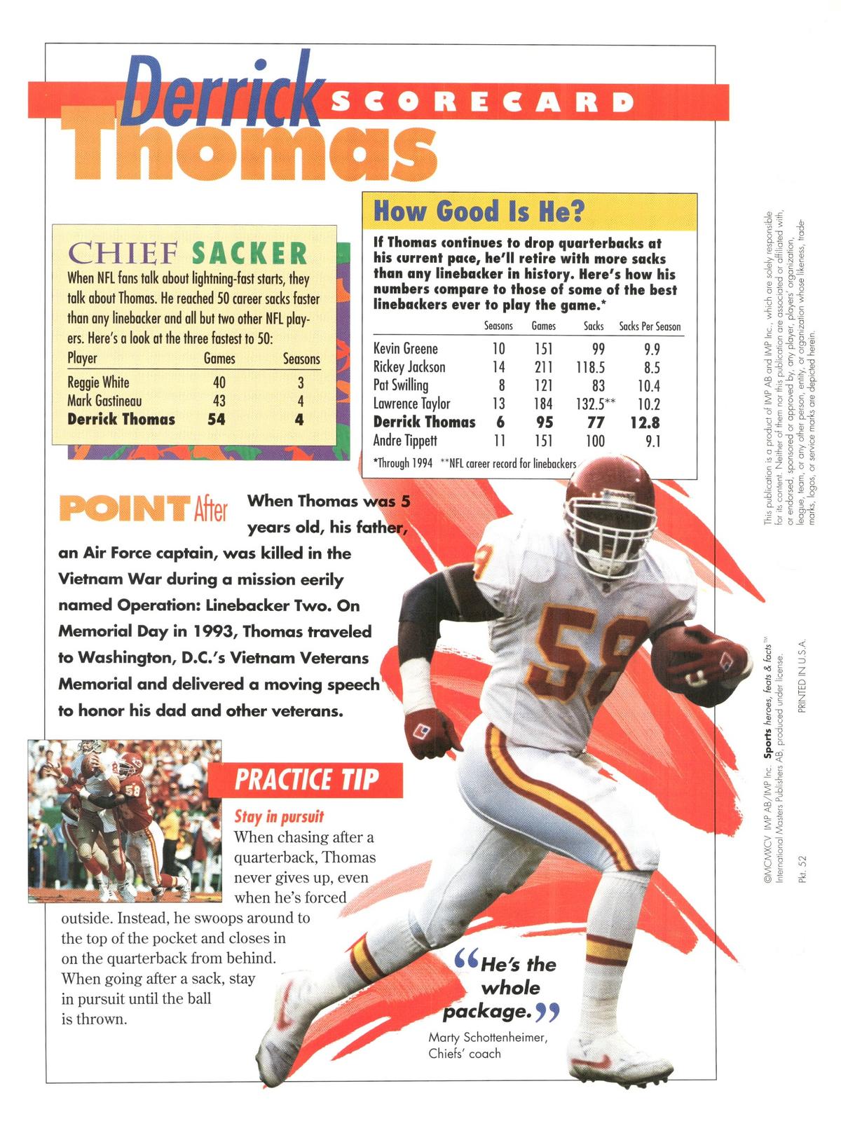 1996 Sports Heroes, Feats & Facts # Derrick Thomas