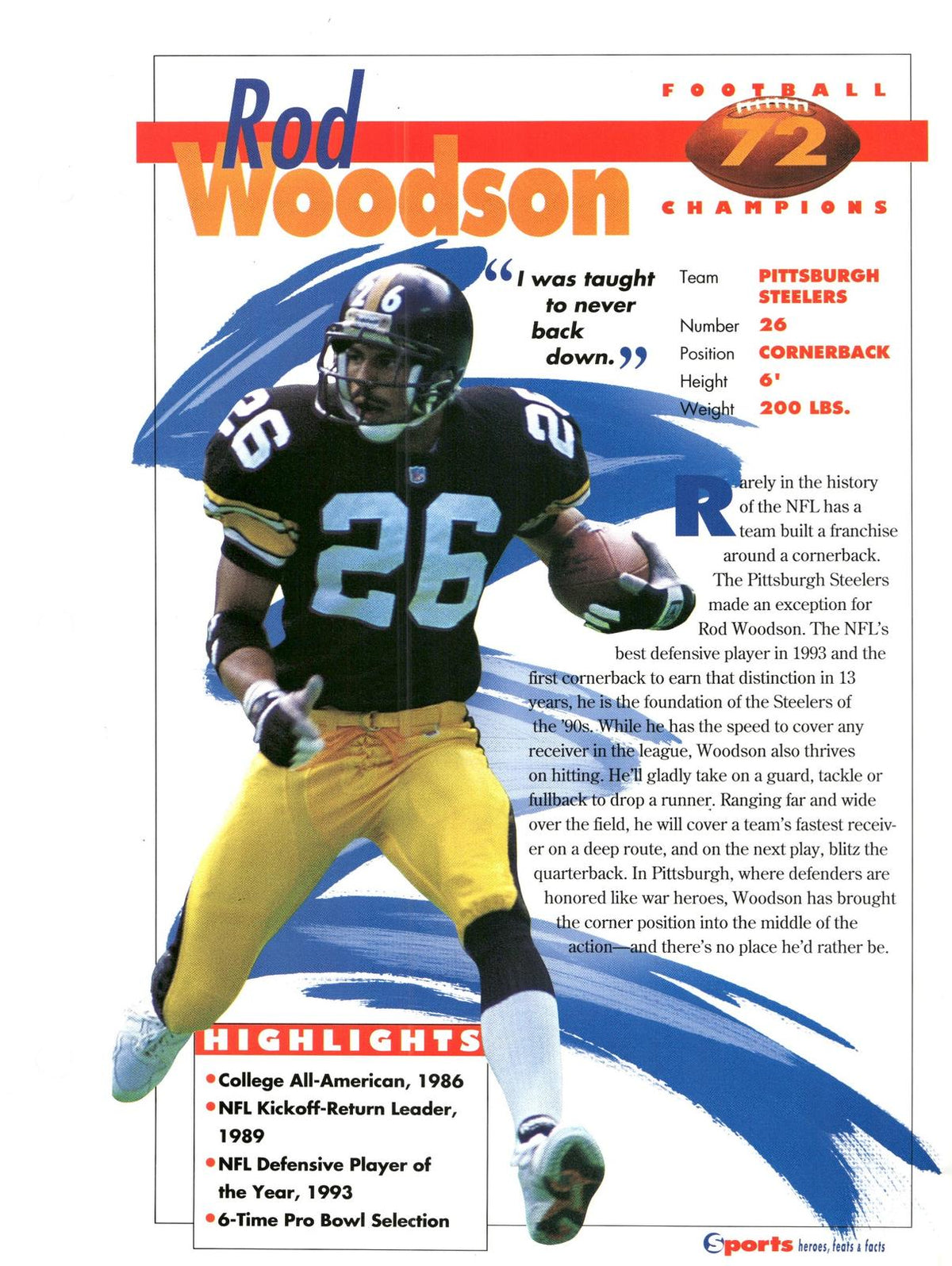 1996 Sports Heroes, Feats & Facts # Rod Woodson