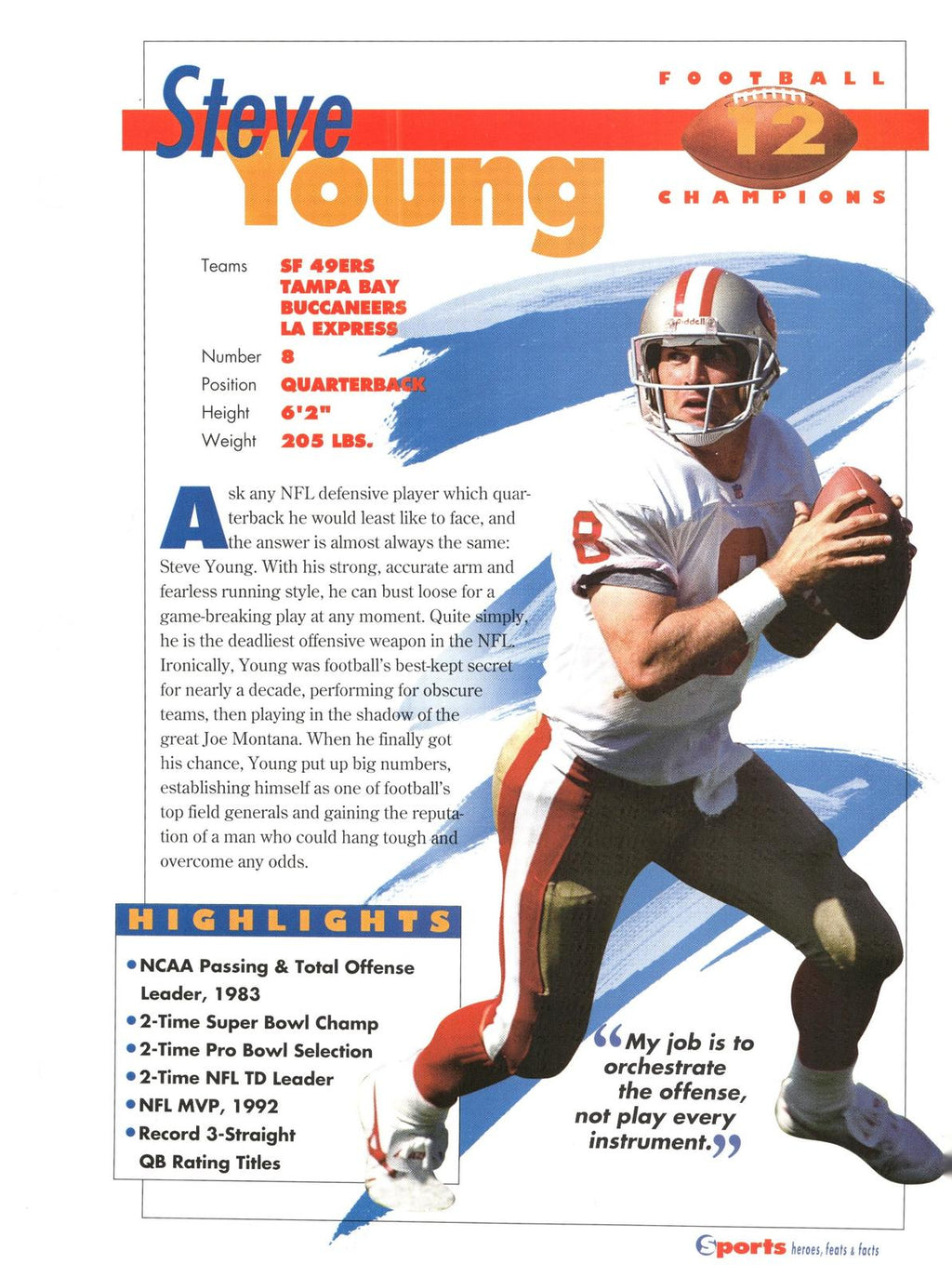 1996 Sports Heroes, Feats & Facts # Steve Young