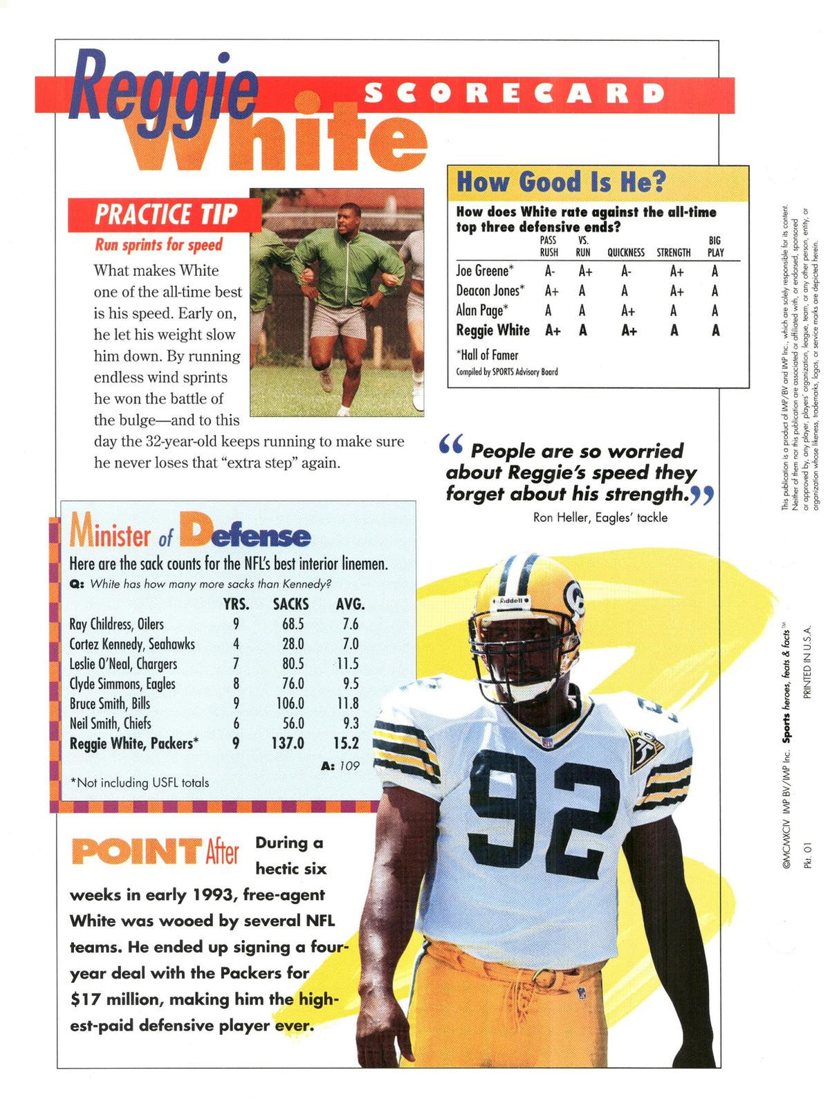 1996 Sports Heroes, Feats & Facts # Reggie White