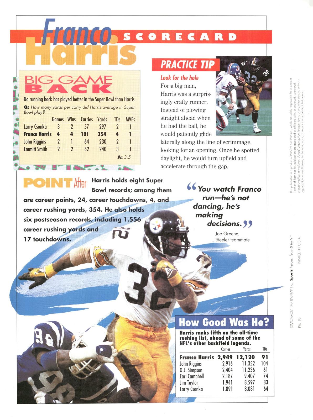 1996 Sports Heroes, Feats & Facts # Franco Harris