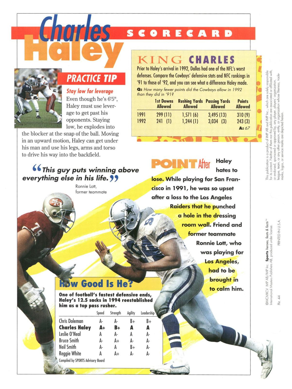 1996 Sports Heroes, Feats & Facts # Charles Haley