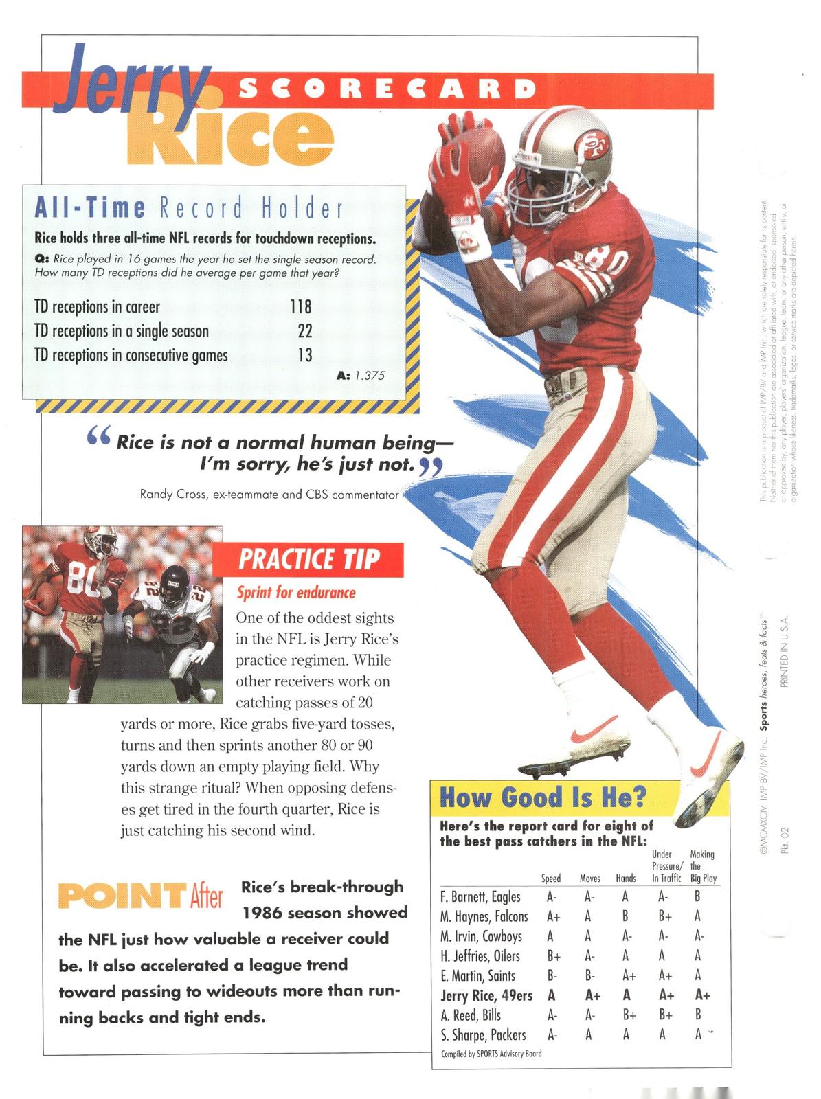 1996 Sports Heroes, Feats & Facts # Jerry Rice