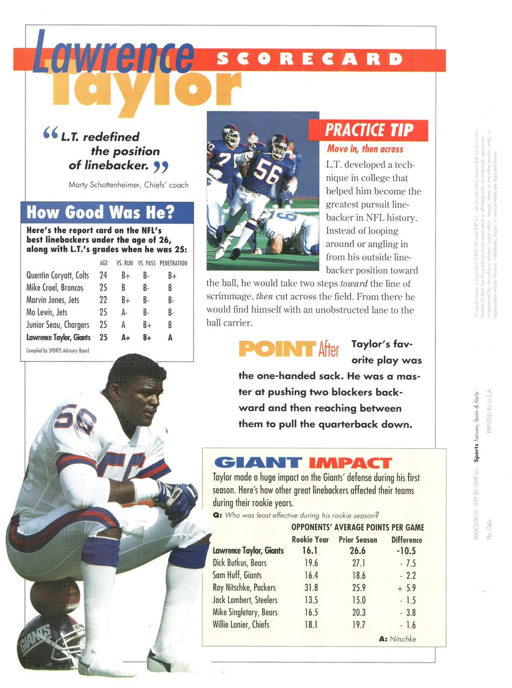 1996 Sports Heroes, Feats & Facts # Lawrence Taylor