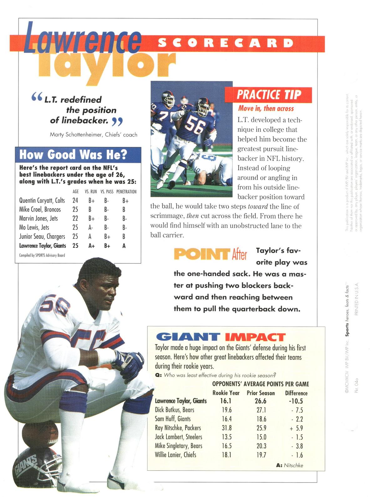 1996 Sports Heroes, Feats & Facts # Lawrence Taylor