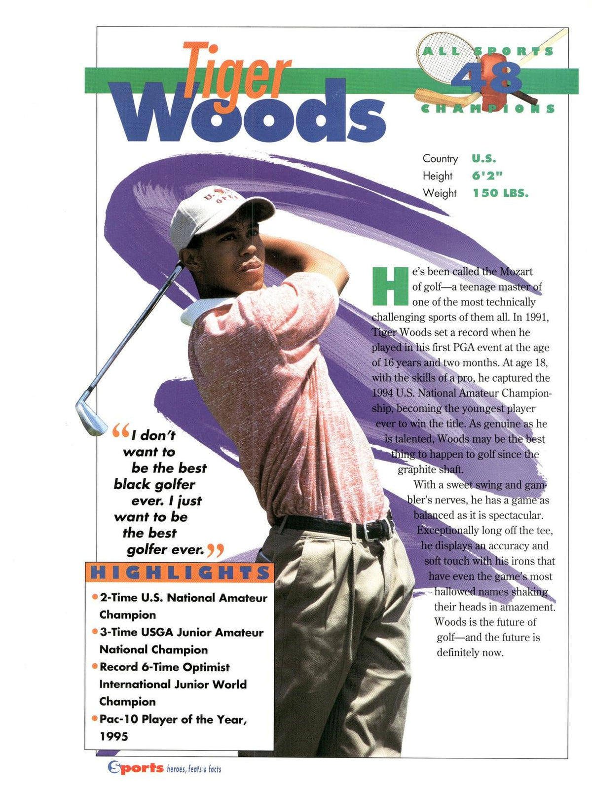1996 Sports Heroes, Feats & Facts # Tiger Woods