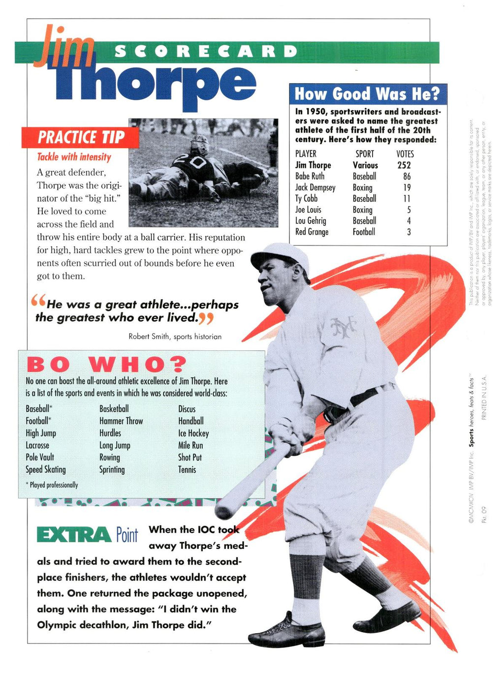 1996 Sports Heroes, Feats & Facts # Jim Thorpe
