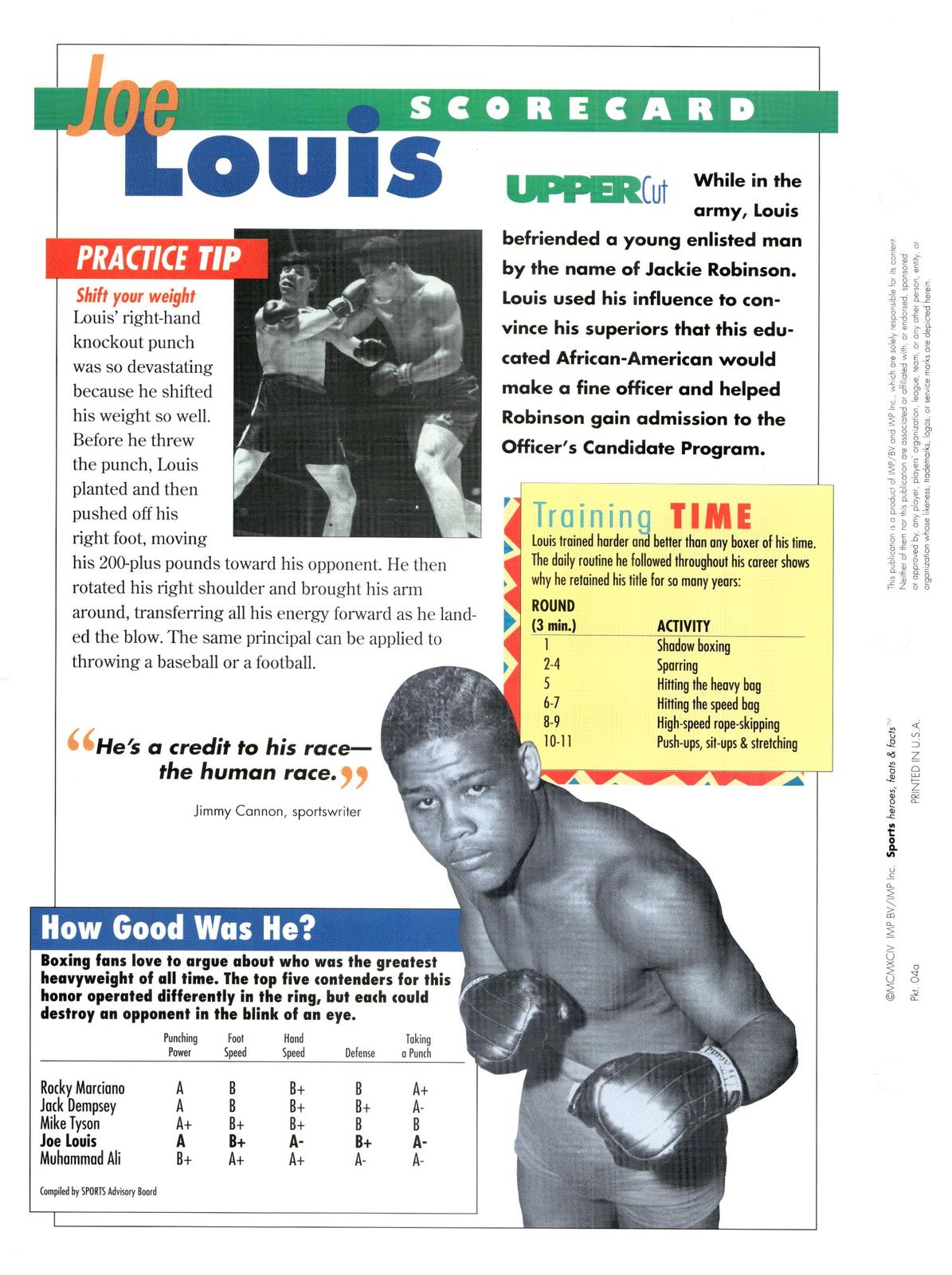 1996 Sports Heroes, Feats & Facts # Joe Louis