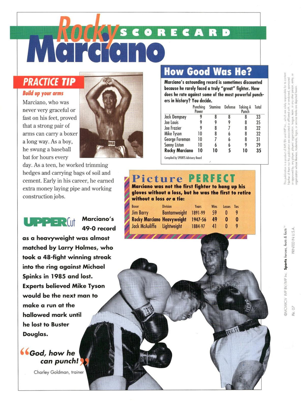 1996 Sports Heroes, Feats & Facts # Rocky Marciano