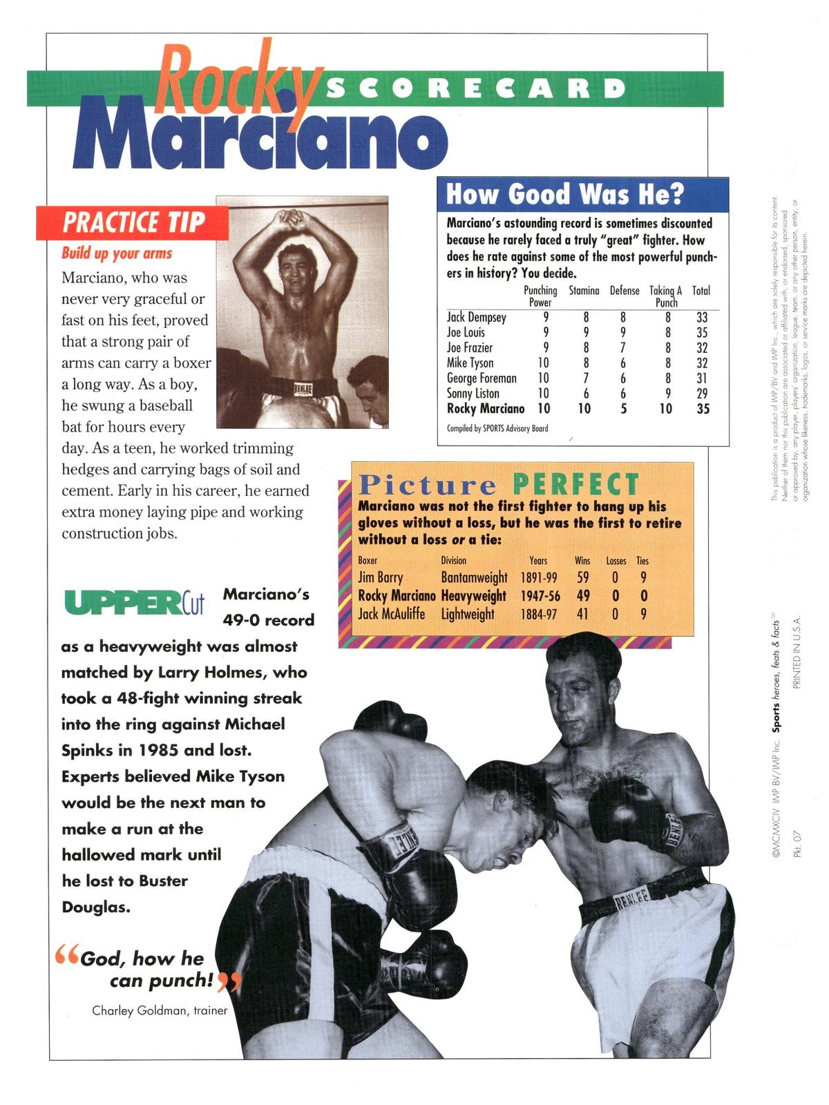 1996 Sports Heroes, Feats & Facts # Rocky Marciano