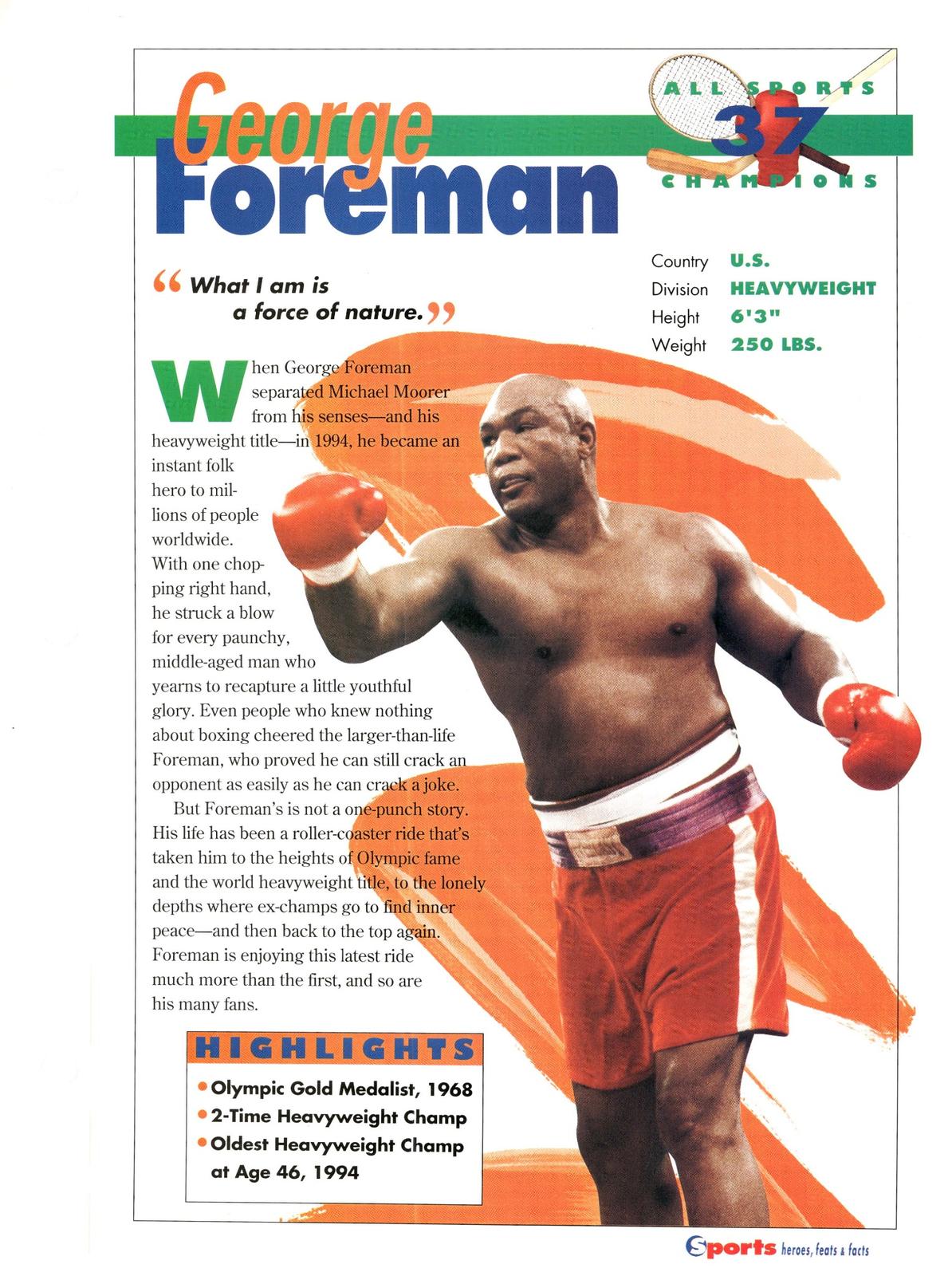 1996 Sports Heroes, Feats & Facts # George Foreman