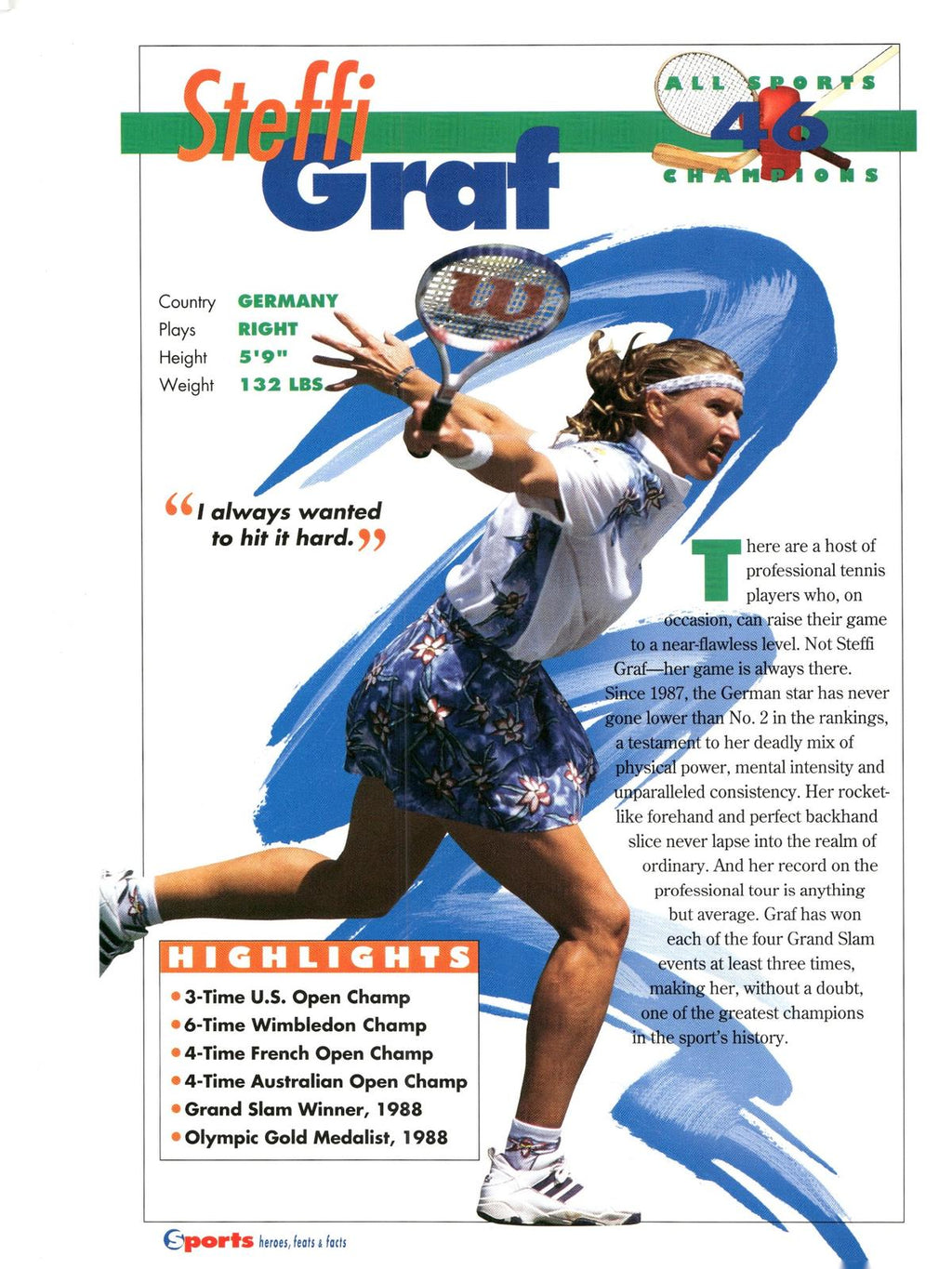 1996 Sports Heroes, Feats & Facts # Steffi Graf