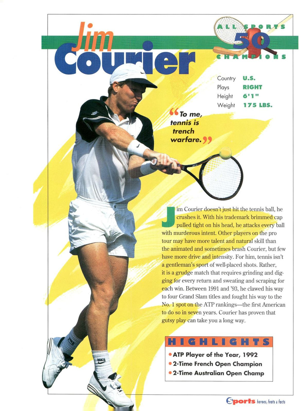 1996 Sports Heroes, Feats & Facts # Jim Courier