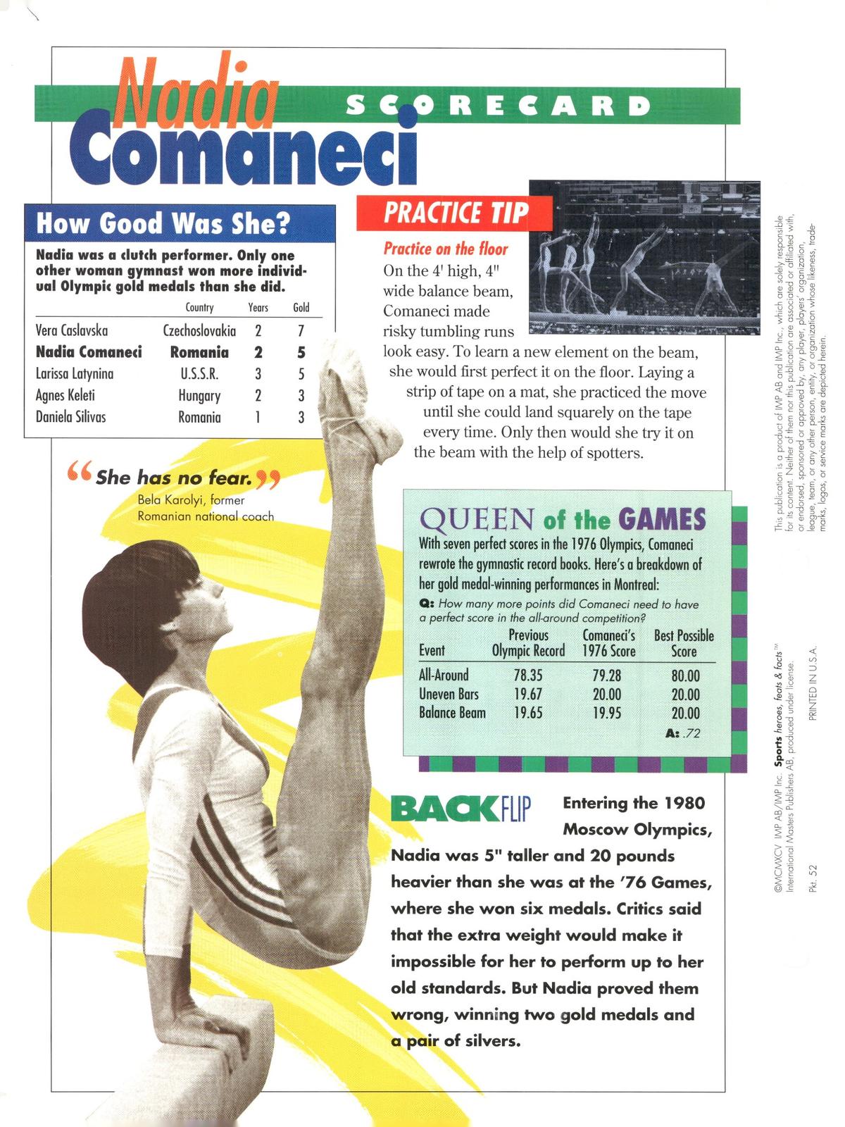 1996 Sports Heroes, Feats & Facts # Nadia Comaneci