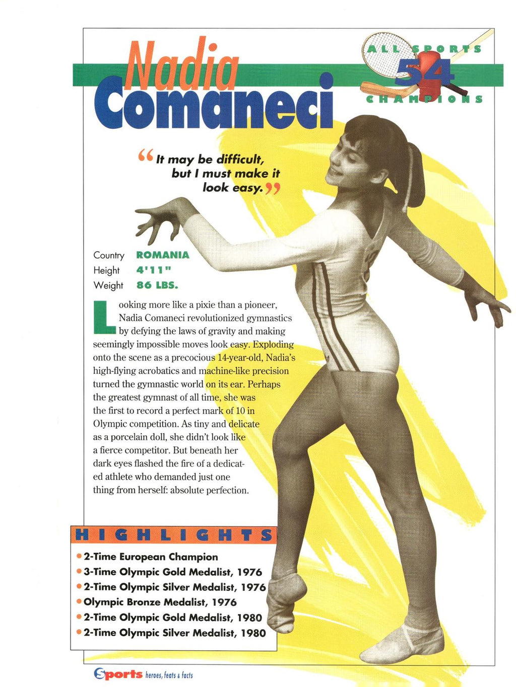 1996 Sports Heroes, Feats & Facts # Nadia Comaneci