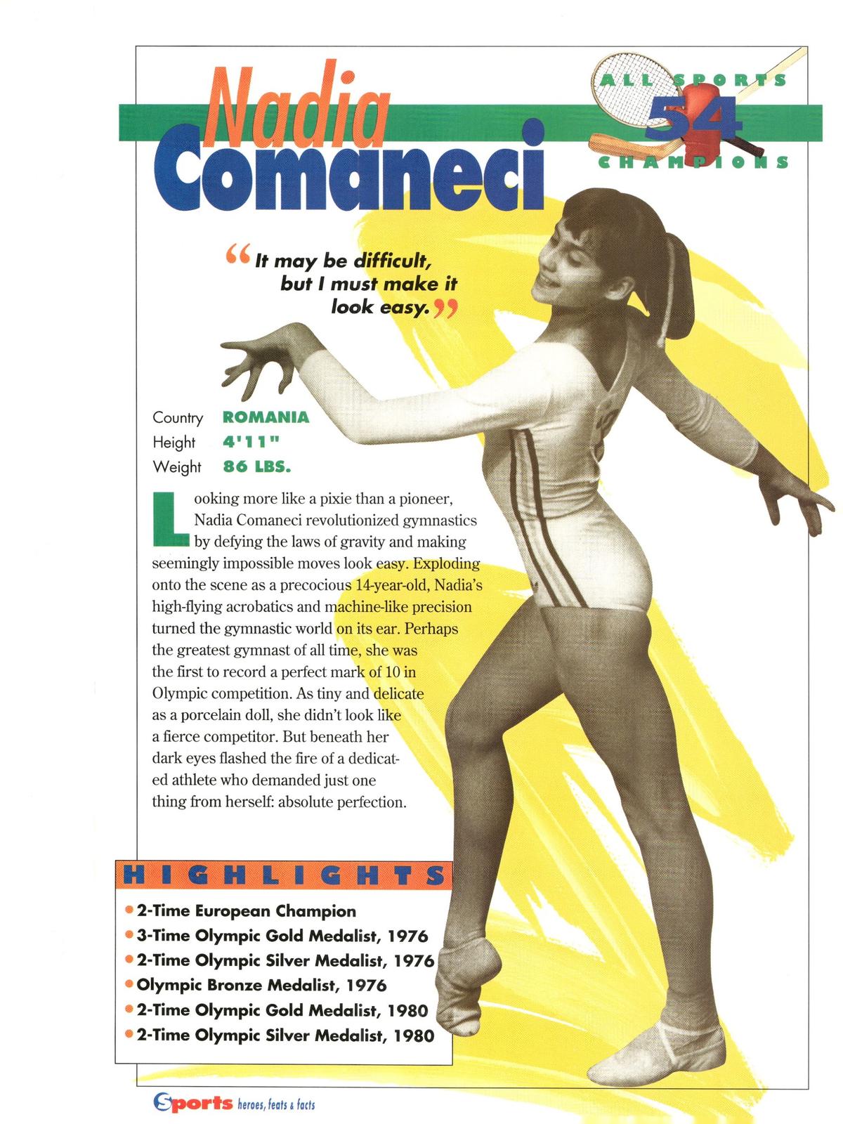 1996 Sports Heroes, Feats & Facts # Nadia Comaneci