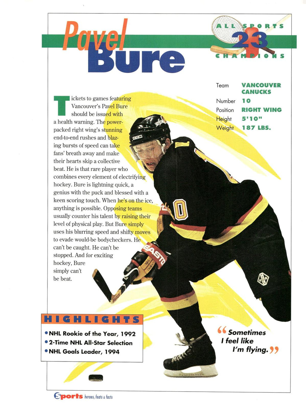 1996 Sports Heroes, Feats & Facts # Pavel Bure