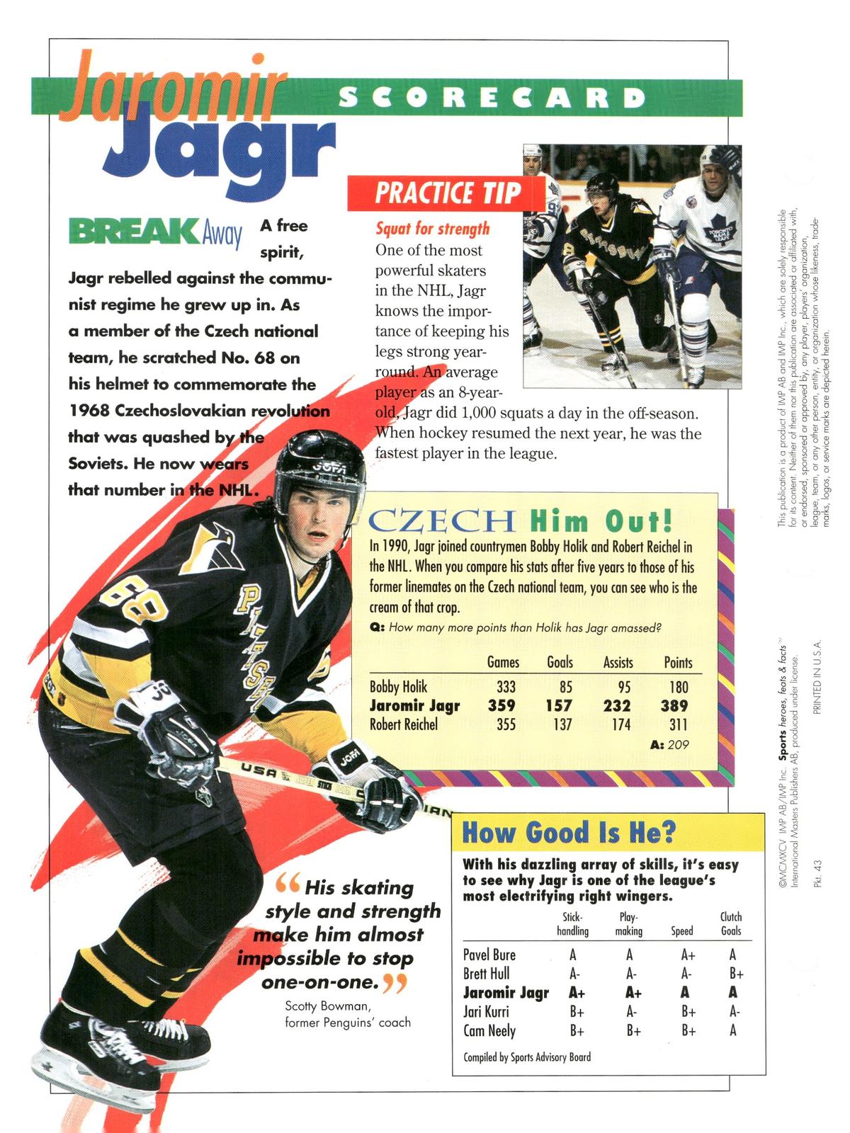 1996 Sports Heroes, Feats & Facts # Jaromir Jagr