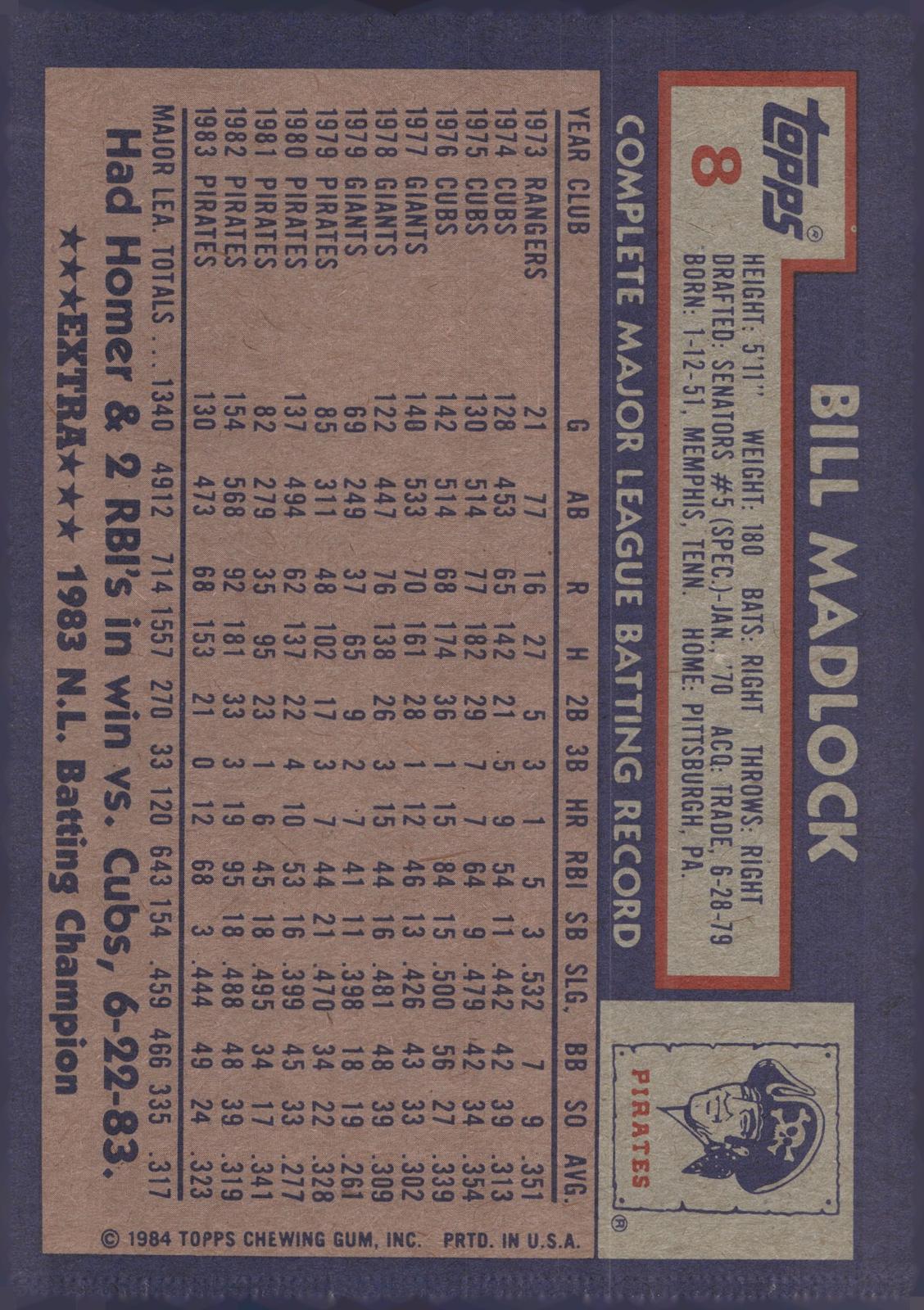 1984 Topps Super #8 Bill Madlock