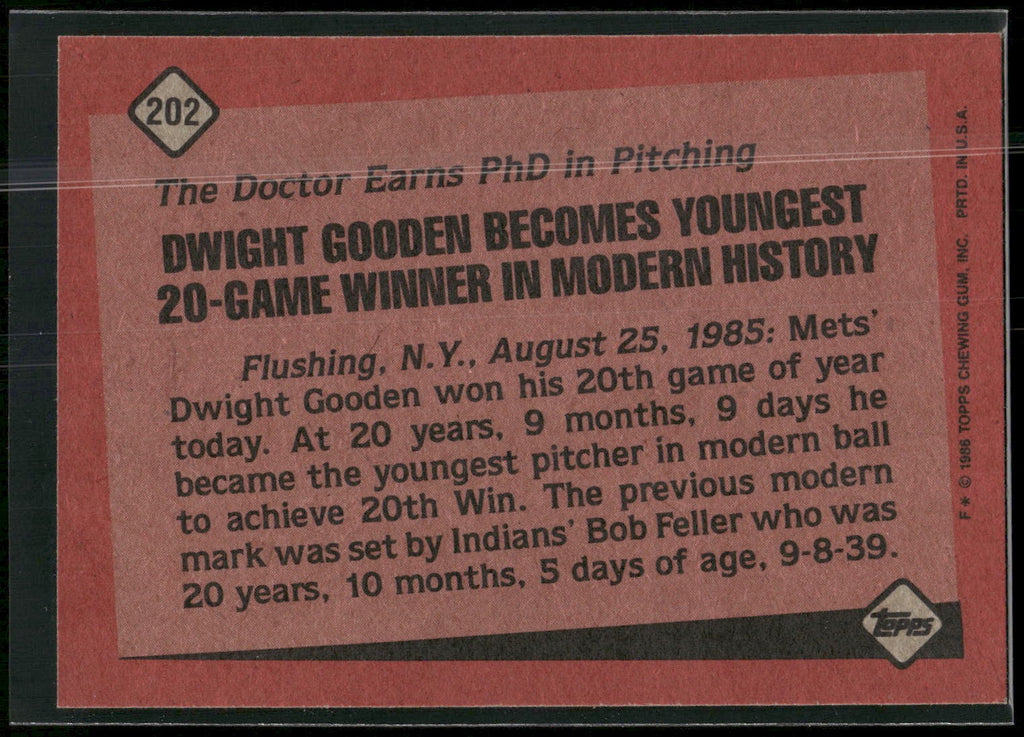 1986 Topps #202 Dwight Gooden