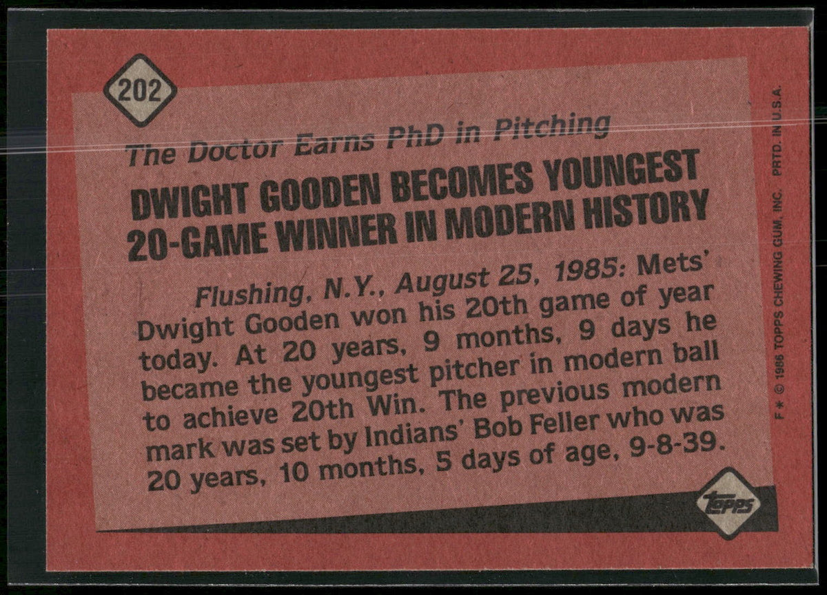1986 Topps #202 Dwight Gooden