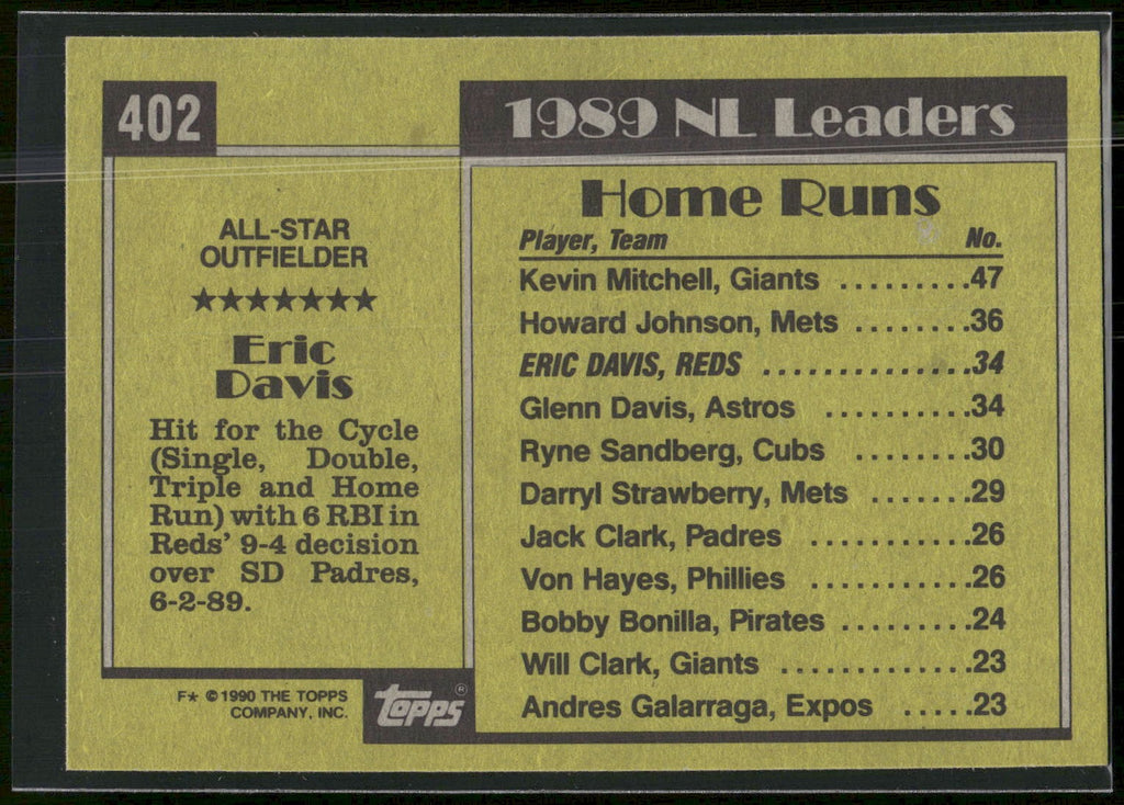 1990 Topps #402 Eric Davis
