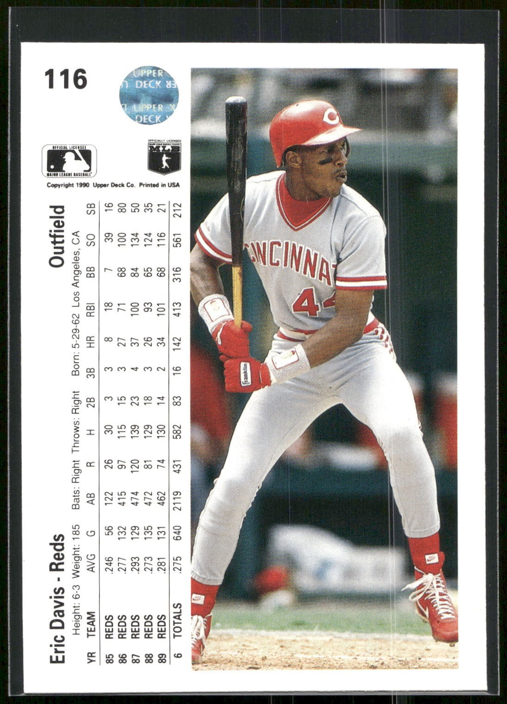 1990 Upper Deck #116b Eric Davis