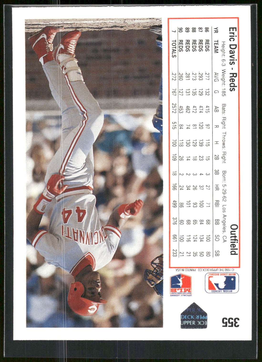 1991 Upper Deck #355b Eric Davis