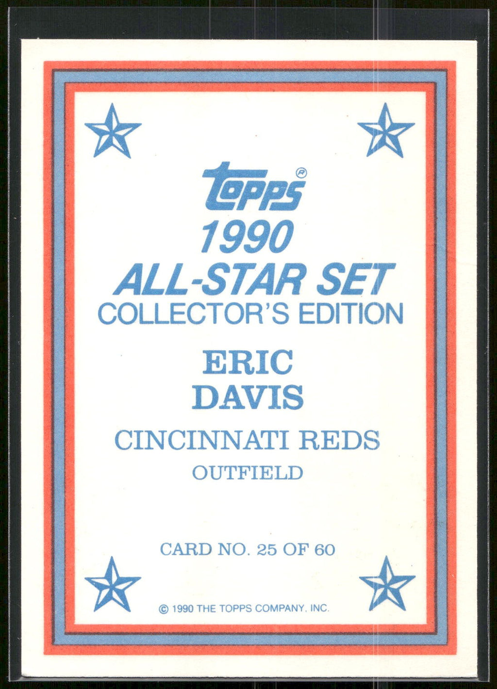 1990 Topps #25 Eric Davis 1990 All-Star Set Collector's Edition