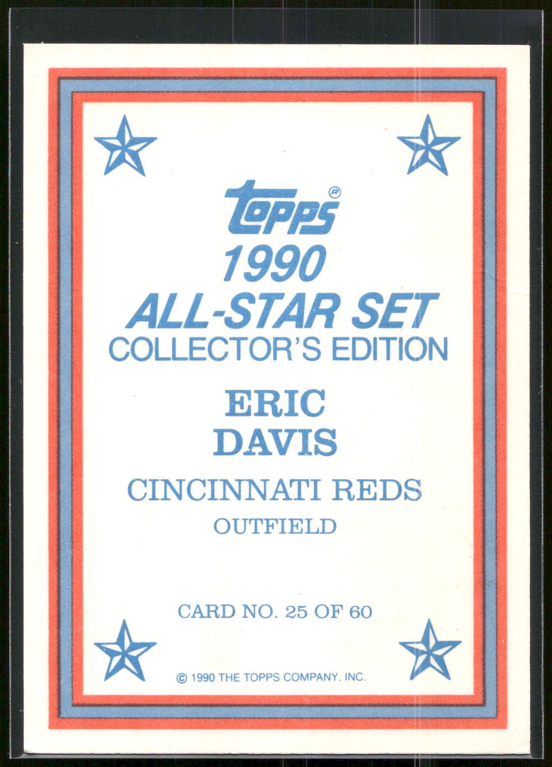 1990 Topps #25 Eric Davis 1990 All-Star Set Collector's Edition