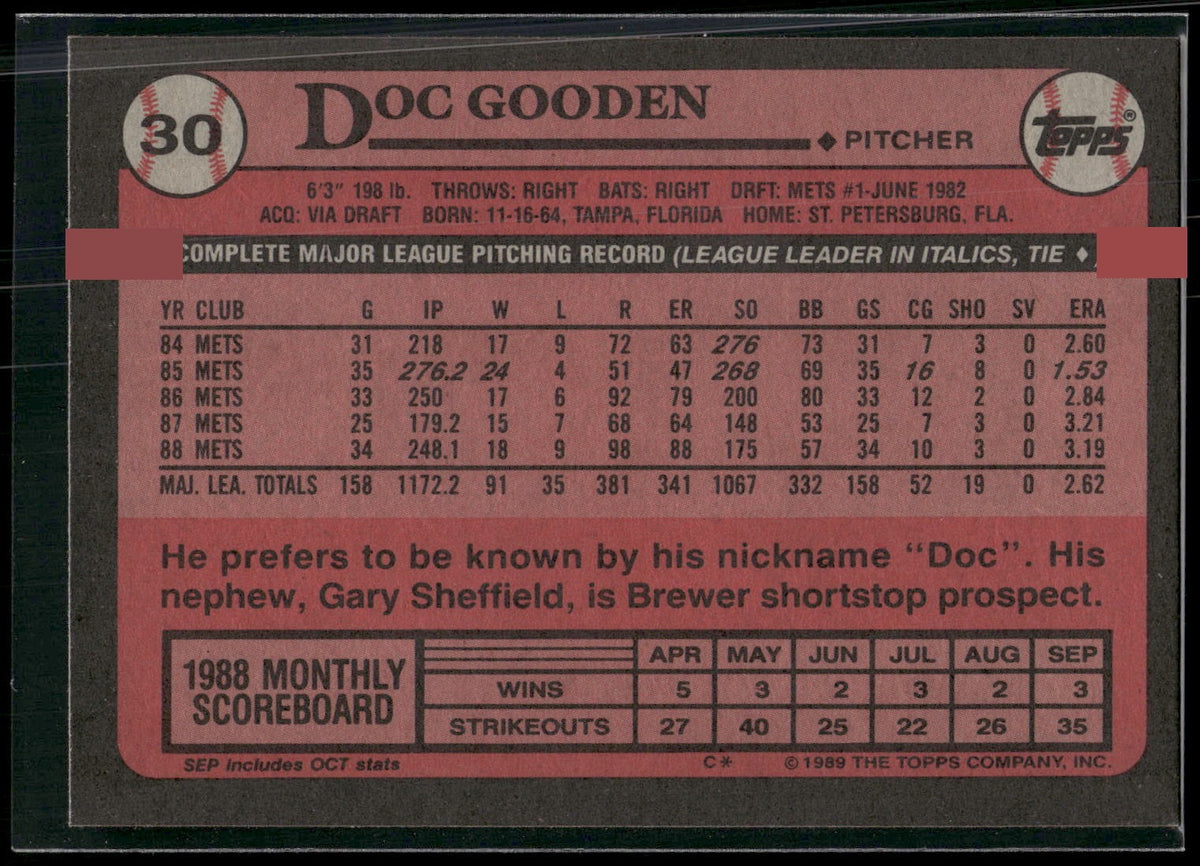 1989 Topps #30 Doc Gooden