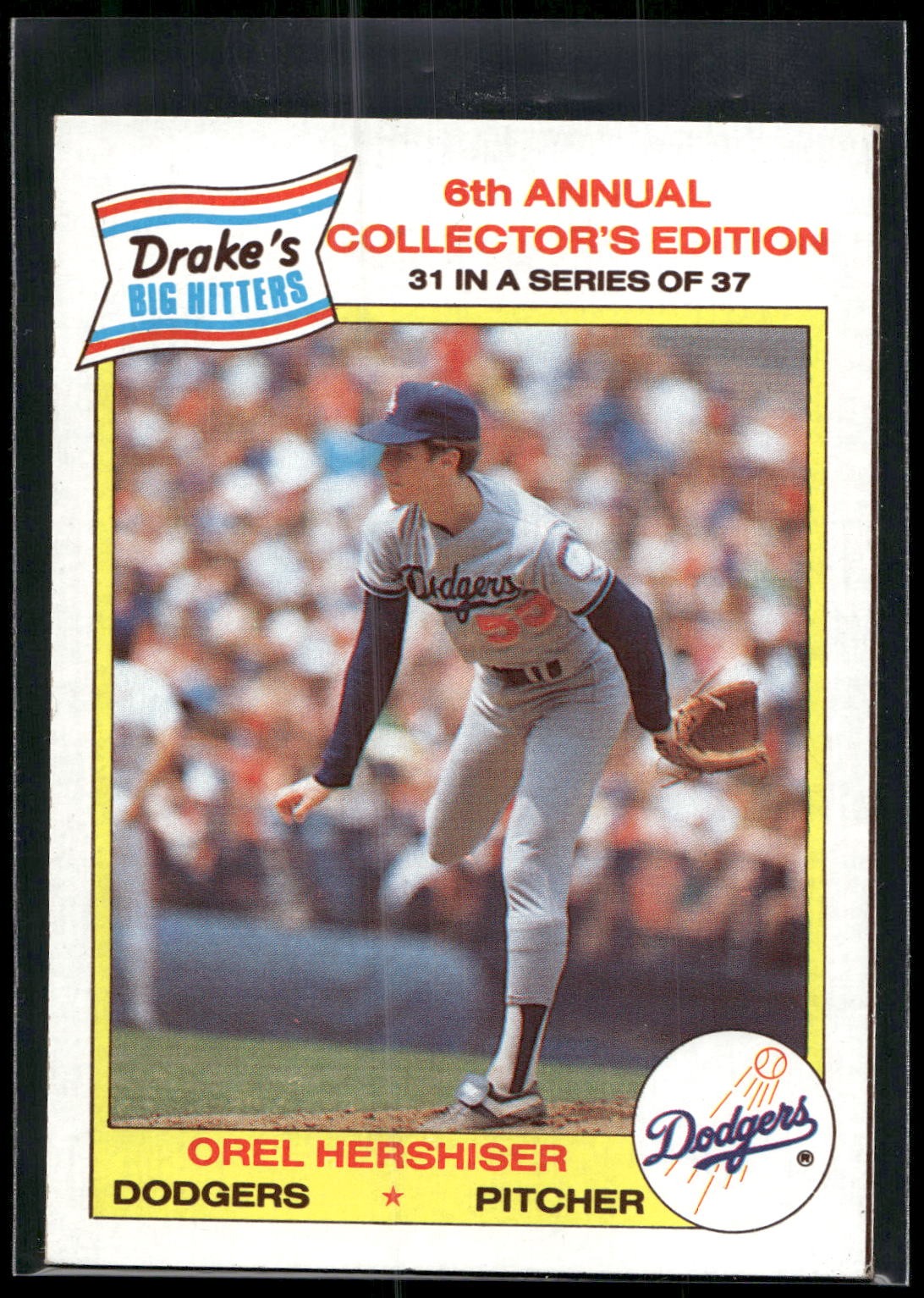 1986 Drake's Big Hitters #31 Orel Hershiser