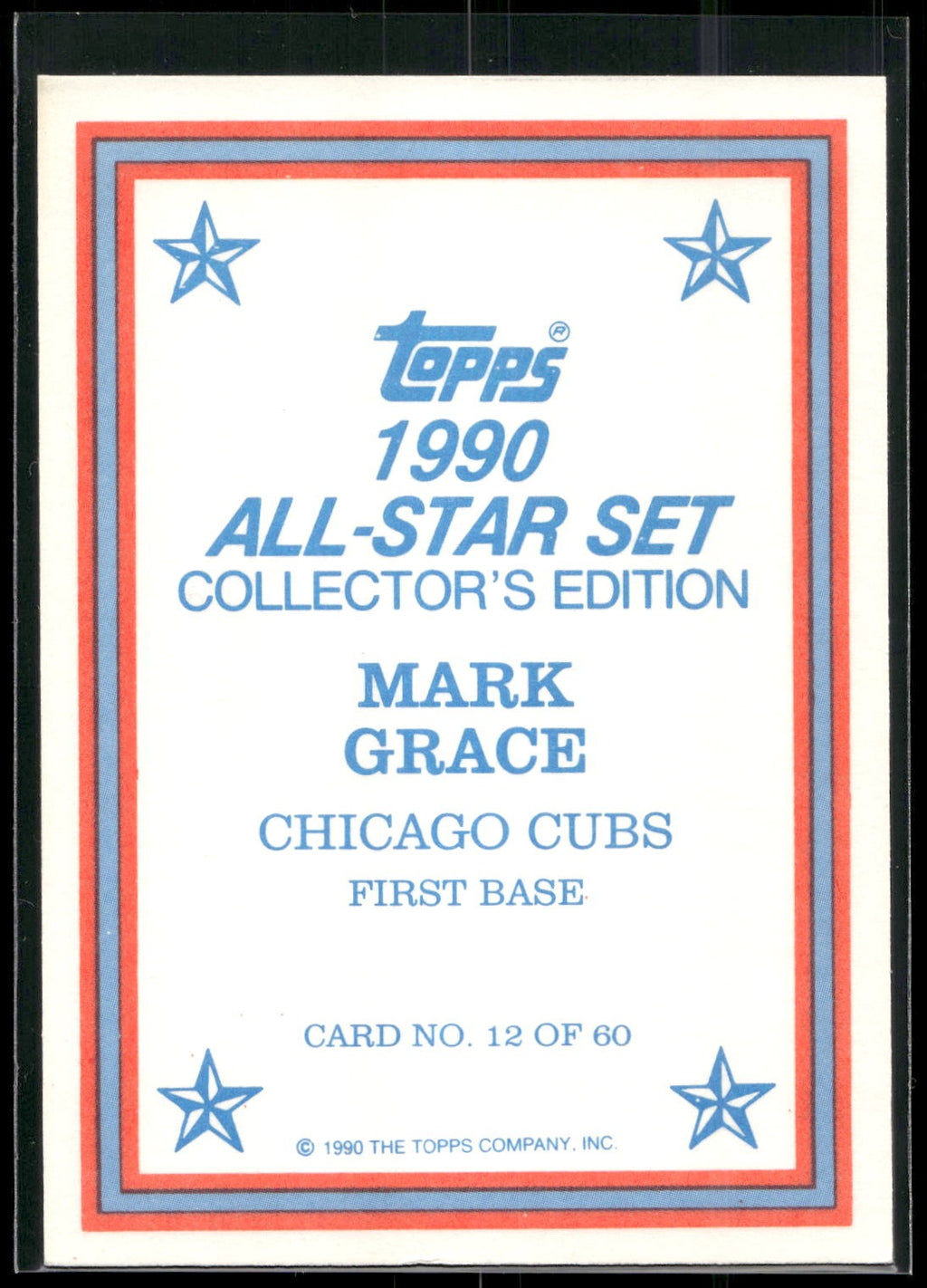 1990 Topps #12 Mark Grace 1990 All-Star Set Collector's Edition
