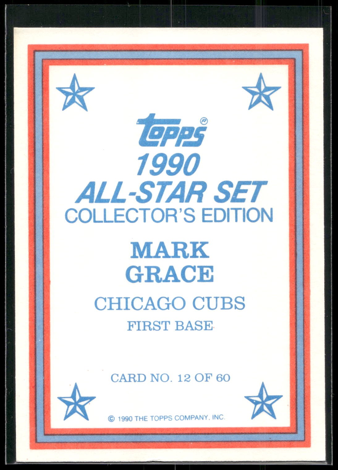 1990 Topps #12 Mark Grace 1990 All-Star Set Collector's Edition