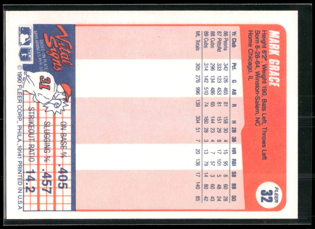 1990 Fleer #32 Mark Grace