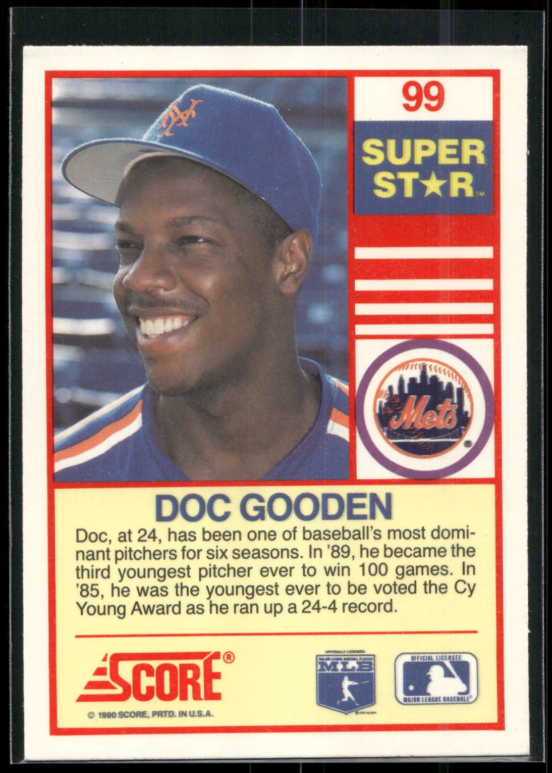 1990 Score 100 Superstars #99 Doc Gooden