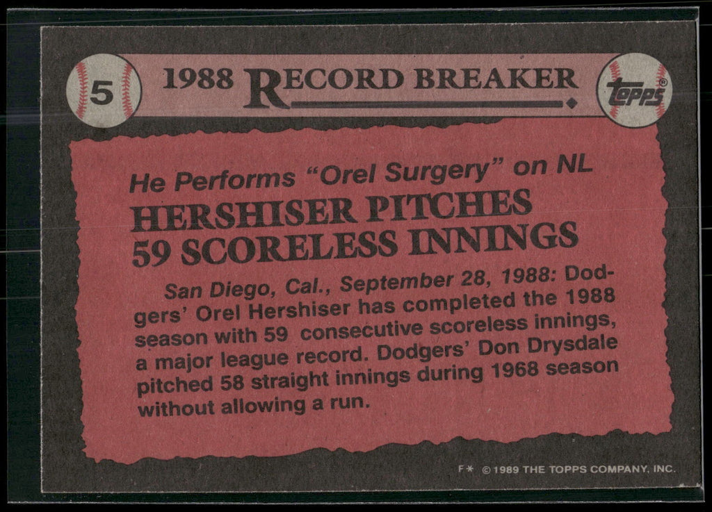1989 Topps #5 Orel Hershiser