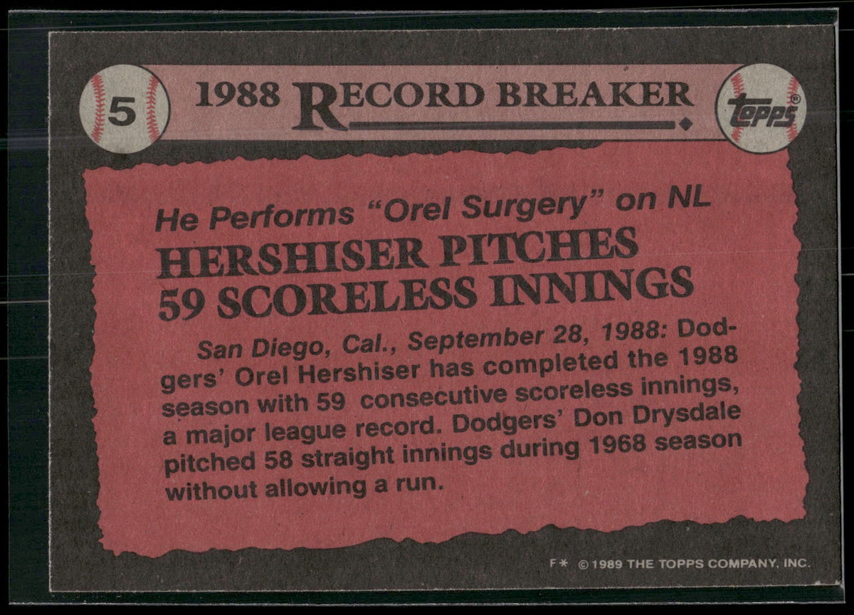 1989 Topps #5 Orel Hershiser