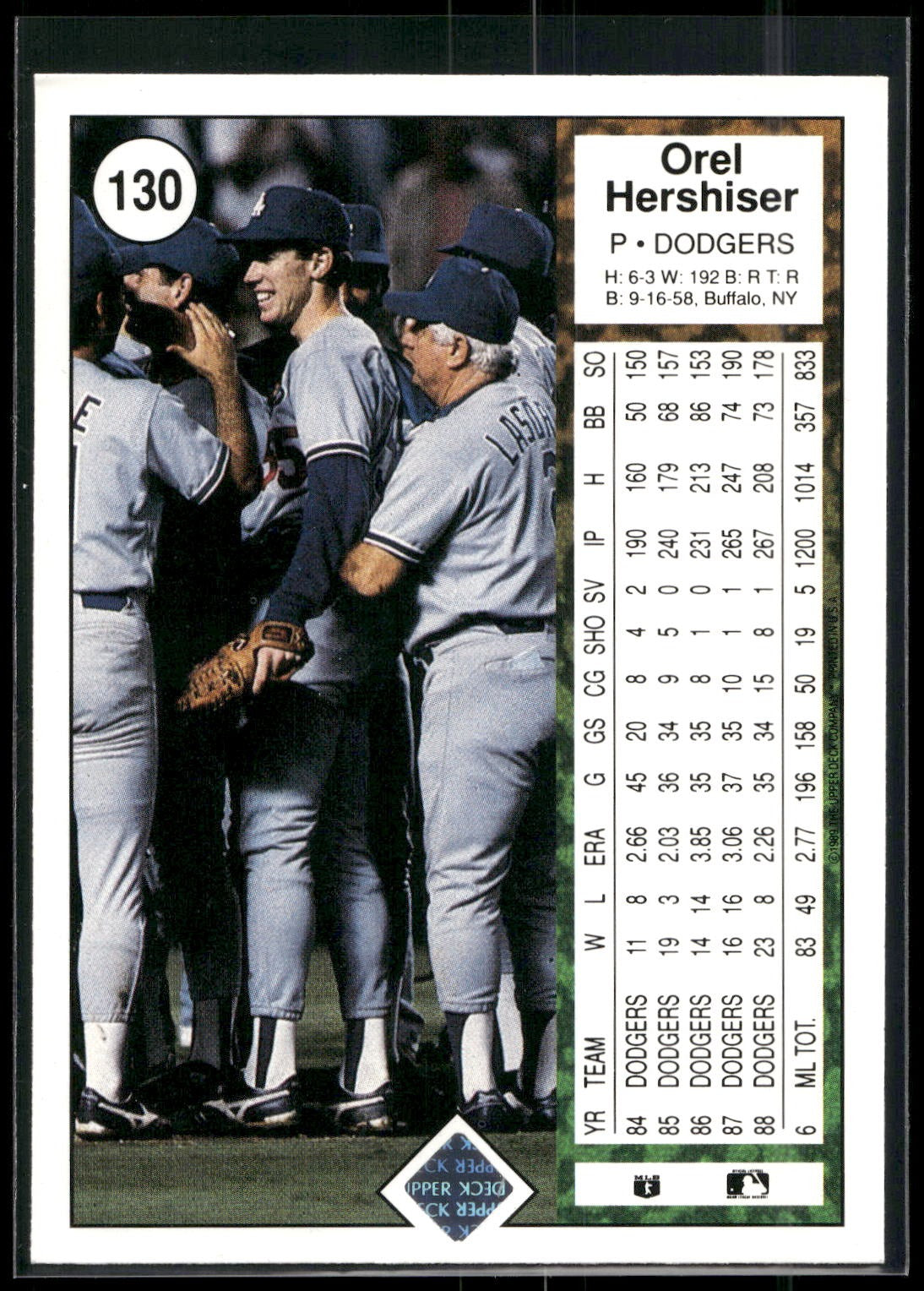 1989 Upper Deck #130 Orel Hershiser